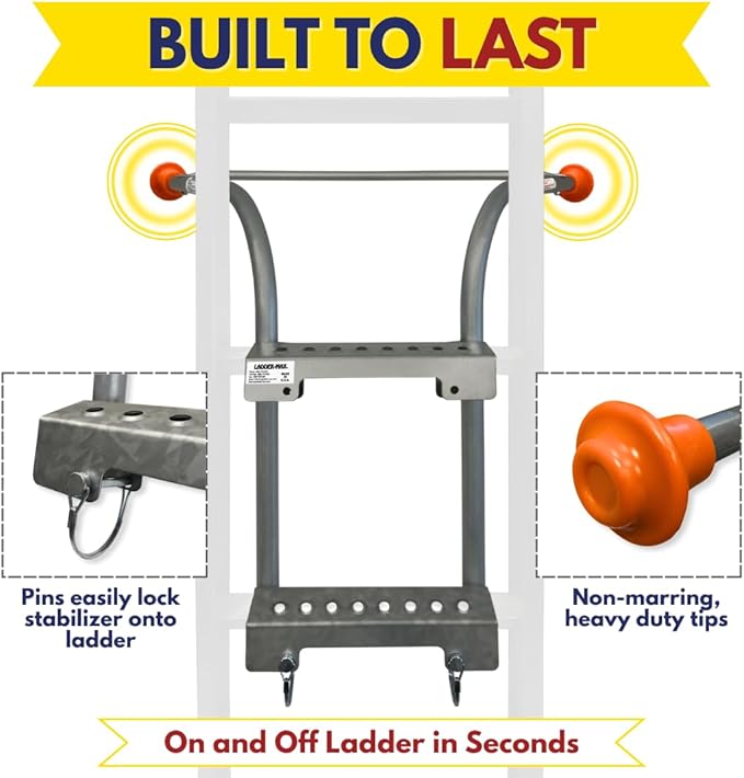 Ladder Stabilizer, American Made Heavy Duty Standoff Fits Most Ladders, Secure Roof and Wall Extension Accessory, Gutter Protection Tool, 25 Years Proven Safety, 5 Year Limited Warranty