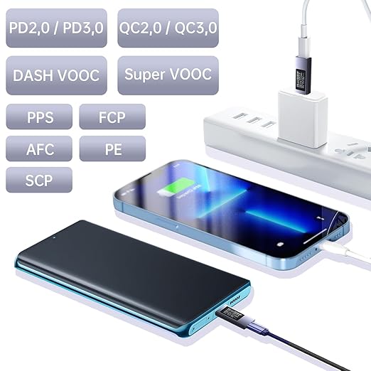 diymore USB C Power Meter, USB C Tester Power Meter,Type C Voltage and Current Tester Meter, Power Bank Capacity,Working Time Ammeter Voltmeter USB Cable Charger Detector LED Display, Gray