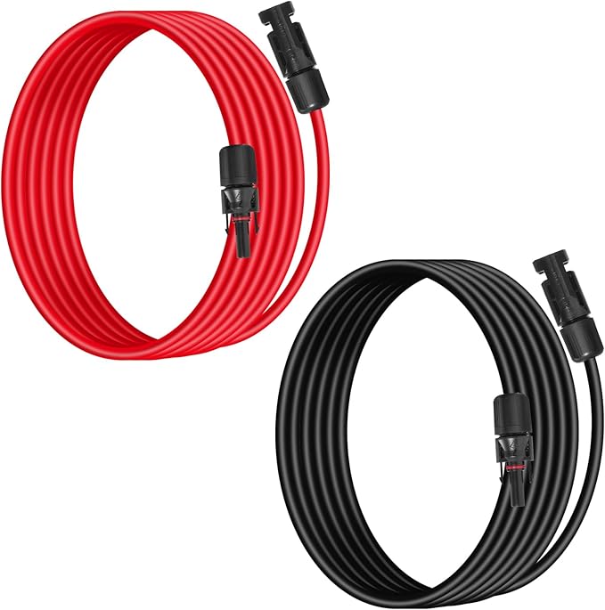 10AWG(6mm) Solar Extension Cable - 5FT Black/Red, Heavy Duty, Weather Resistant, Standard Solar Connectors for Solar Power Systems, RVs, Boats
