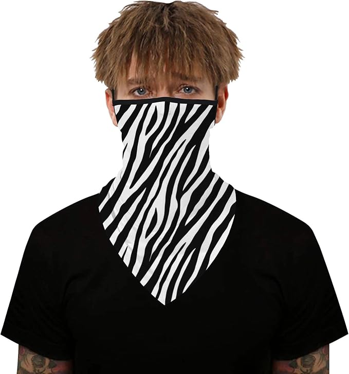 YAYOUREL Neck Gaiter Face Mask Bandanas for Men Women UV Face Scarf Cover Ear Loop Hole Facemask for Fishing Running Cycling