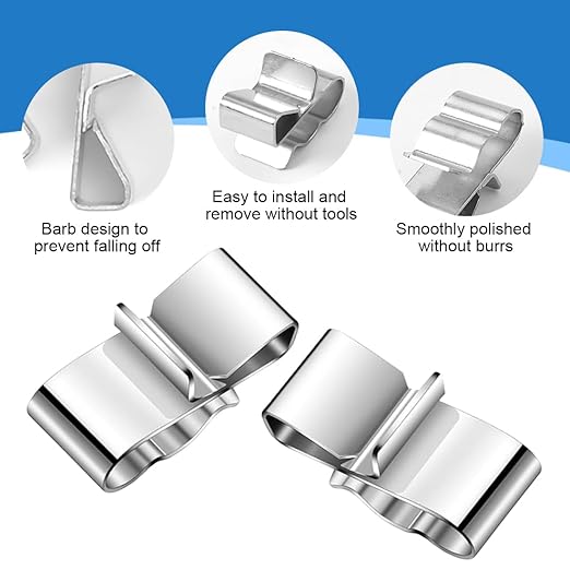 Trailer Frame Wire Clip Stainless Steel Metal Cable Clips Solar Panel Clip Double Wire Clips Clamps for Boat Cargo Camper 30Pcs