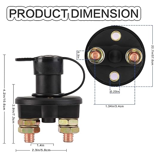 2PCS Battery Disconnect Switch, 12V 24V Battery Isolator Cut Off Power Kill Switch for Marine Car Boat RV ATV Auto Truck Vehicle, On Off Battery Master Switch with Waterproof Key and Cover