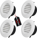 Wadoy Soffit Vents 4 Inch for Exhaust Fan with Screen for Bathroom Exhaust Fan, 4 Packs Round ABS Louver Grille Cover White, Built-in Fly Screen Mesh Eve Dryer Exhaust Vent Cover