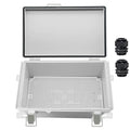 Zulkit Junction Box,IP67 Waterproof Electrical Box Hinged Cover Stainless Steel Buckle Plastic Enclosure for Project w Mounting Plate Wall Bracket and 2 Cable Gland Grey 10.2 x 6.3 x 3.9 Inch