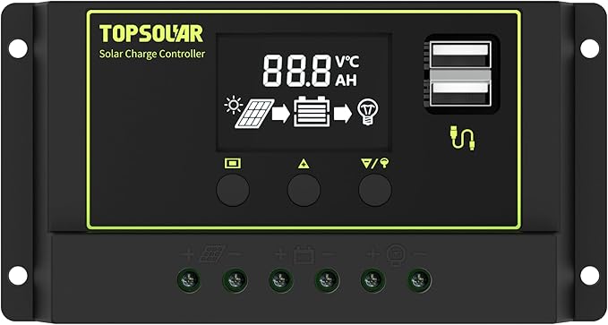 Topsolar Solar Panel Kit 100 Watt 12 Volt Monocrystalline Off Grid System for Homes RV Boat + 30A 12V/24V Solar Charge Controller +Solar Cables + Z-Bracket for Mounting