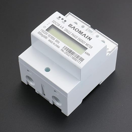Baomain DDS238-4-R DIN Rail Single-Phase Three-Wire Kilowatt Hour kwh Meter 10A(100A),110V/220VAC,60Hz,LCD Display Energy Meter for AC Systems