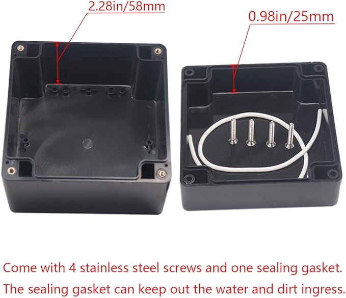 Project Box ABS Black Electrical Boxes IP65 Outdoor Waterproof Box Electronic Junction Box Power Enclosure with Cable Glands for DIY Project 4.72 x 4.72 x 3.54 inch (120x120x90mm)