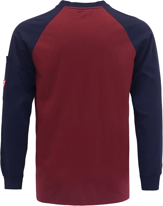 TICOMELA FR T Shirt Flame Resistant Shirt 5.5oz 100% Cotton Light Weight Workwear Men's Long Sleeve Henley Shirts