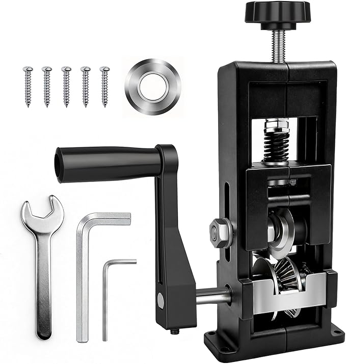 Wire Stripper Machine, 2-in-1 Drill-Powered & Hand Crank Manual Wire Stripping Tool, Alloy Cable Peeler for 1-16mm (0.06"-0.62") Scrap Copper Recycling, W/Replaceable Blades & Toolkit (Black)