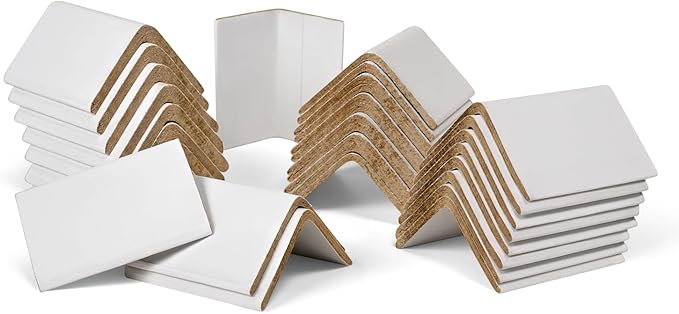 ESK Packaging® Strapping Edge Protectors, 2"W x 2"D x 3”L, Heavy Duty, White, Cardboard Corners for Shipping, 50/Pack