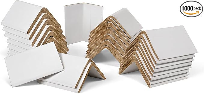 ESK Packaging® Strapping Edge Protectors, 2"W x 2"D x 3”L, Medium Duty, White, Cardboard Corners for Shipping, 1000/Pack