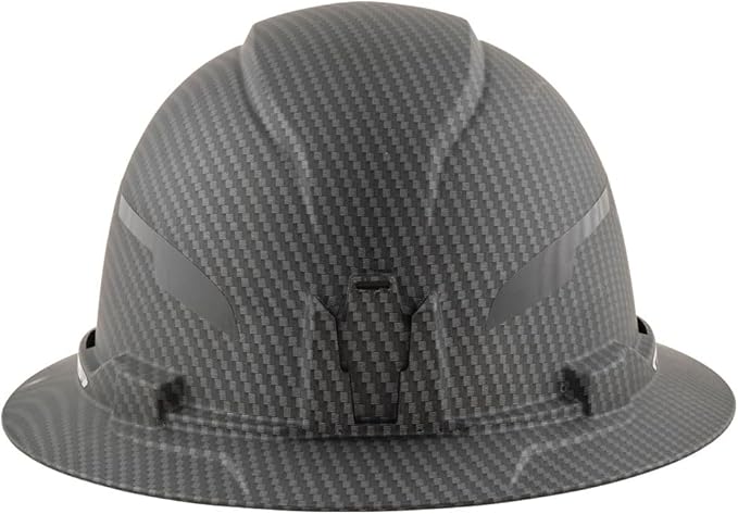 Klein Tools Hard Hat, Non-Vented Full Brim, Premium KARBN Pattern, Class E, Tested up to 20kV, Padded Sweat-Wicking Sweatband, Top Pad