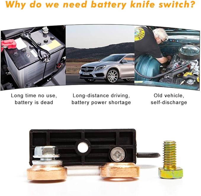 Side Post Battery Disconnect Switch 12-24V 250A for Auto Car RV ATV Boat Vehicles Truck Battery Doctor One Blade Switch Heavy Duty Disconnect Cutoff Shutoff