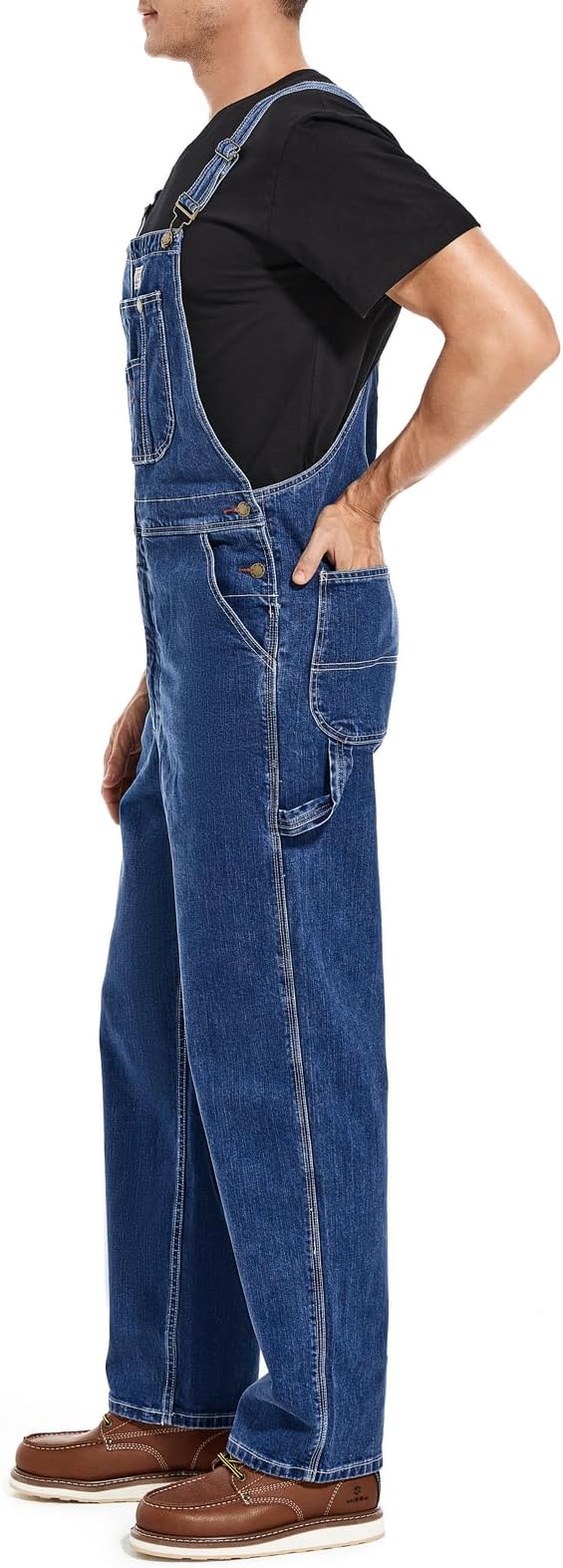 HISEA Men's Denim Bib Overalls, Men's Overalls Workwear with Adjustable Straps and Convenient Tool Pockets