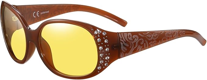 HAOLOTA Night Vision Driving Glasses Women Anti Glare Polarized, Wrap Around Nighttime Safety Glasses UV Protection