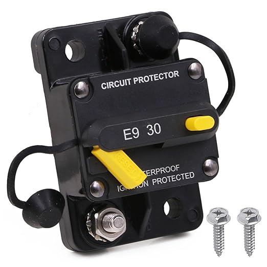 Heavy Duty Manual Reset Circuit Breaker 12V-72V 30A for Car Audio RV Automotive Truck Solar System Boat Marine, IP67 Waterproof, UL, Overload Protection, DC Resettable Breaker 30Amp