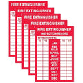 AccuformNMC "FIRE Extinguisher Inspection Record" Pack of 5 Adhesive Vinyl Safety Labels, 5" x 3.5", Red on White, LFXG528VSP, American Made Safety Tags, Signs, and Labels