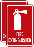 Signs ByLITA Portrait Round Fire Extinguisher Sign with Adhesive Tape, Mounts On Any Flat Surface (Red) - Large (2 Pack)