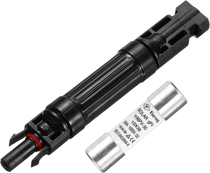 MECCANIXITY Solar Fuse Holder 20A 1000V Waterproof PV in-Line Fuse Holders with Fuse Solar Inline Fuse Holder Photovoltaic Connectors for Solar Panel System