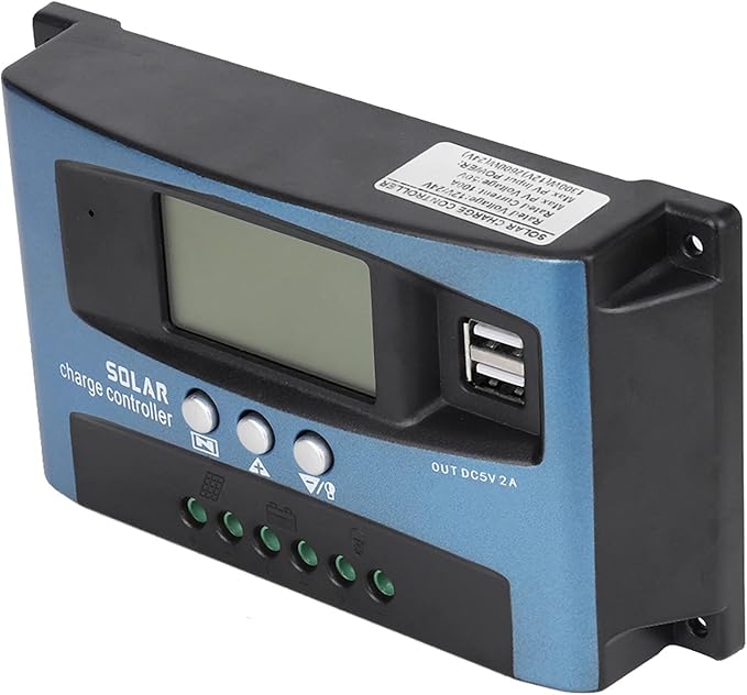 FOSA MPPT Solar Controller, Dual USB, 12V, 40A, LCD Display, Solar Panel Regulator, Blue