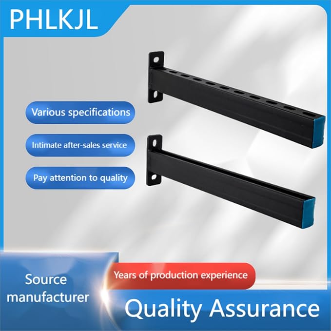 4 Pack Steel Shelf Bracket,Black Powder-Coating,Display Bracket,DIY Projects,Metal Strut Channel, Slotted,Pipe Suppor,22 in Length