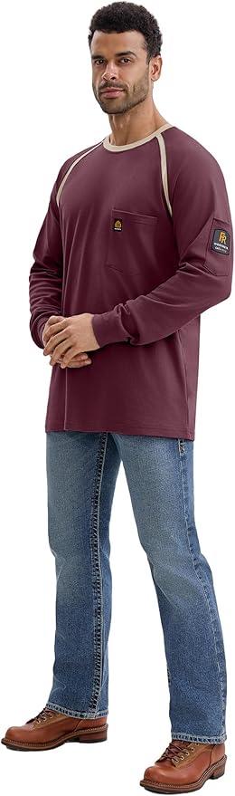 WORKWEYA 6.5oz Men's FR Shirts NFPA 2112 Lightweight Cotton Fire Retardant Shirt
