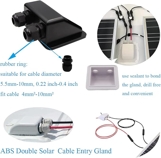 Solar Panel Mounting Brackets ABS Corner Bracket Kit 7PCS, Drill-Free Widely Used on Roofs of RV, Caravans, Vehicles, Camper Vans, Sheds, Garages, Deck of Boats, Black