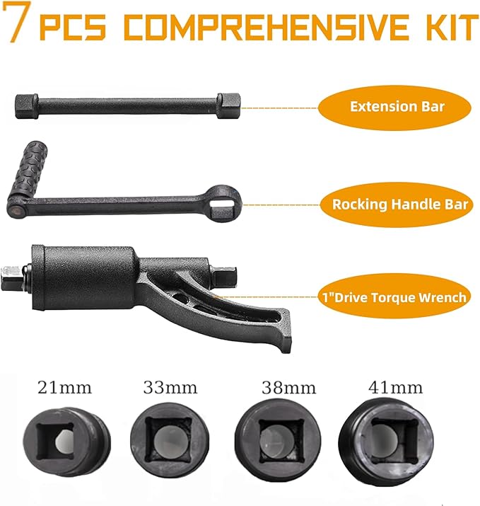 Werhoo 1:64 Torque Multiplier Wrench, 1 Inch Drive, Heavy Duty, 3,688 ft/lbs (4800 N/M) - Includes 4-Piece Cr-v Socket Set