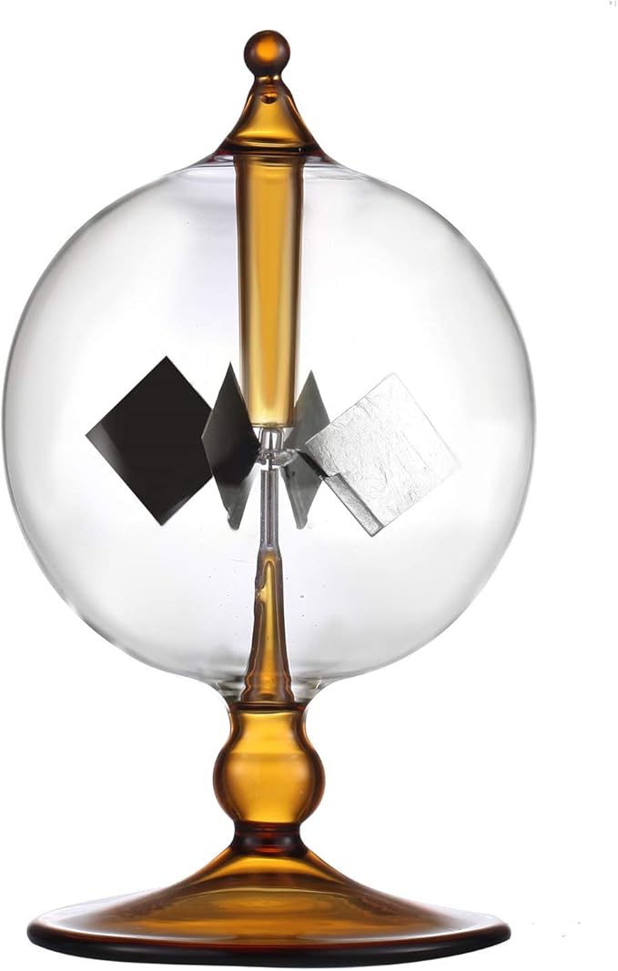 Orange Solar Power Crookes Radiometer Solar Energy Spinning Vanes Glass Windmill Gift Home Desk Decoration