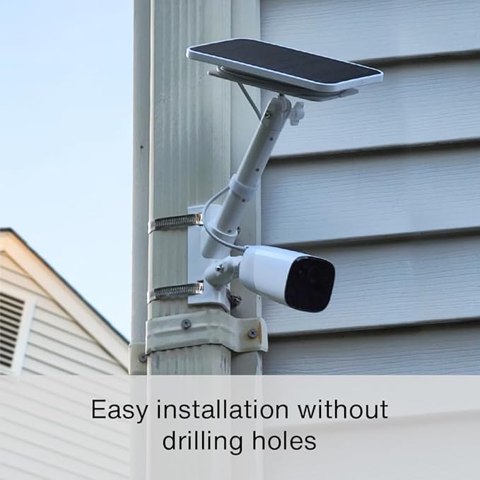 Holicfun 2-in-1 Pole Mount for Ring, Arlo, and Cameras & Solar Panels with 1/4"-20 Screw Hole - White