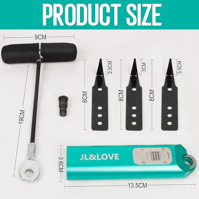 Auto Windshield disassembly Tool, with a Broach Handle, Three Types of Blades, and Two Specifications of Blades