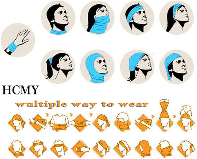 9Pcs Headwear Neck Gaiter for Women Balaclava Tube UV Face Mask Headband Men Ski Cooling Warm Bandanas Wrap Pack