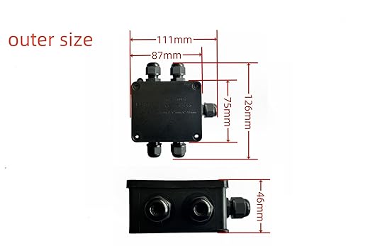 Junction Box Waterproof ,Outdoor Junction Box, Waterproof Electrical Junction Box, IP68, 3way, 4 Way, 5 Way Black (Black 5 Way)