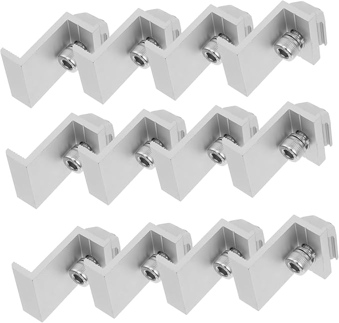 KESYOO 12Pcs Solar Panel Rack Clips Durable Fixed Clamp for Reliable Solar Panel Mounting Easy Installation Mid and End Support Bracket for Outdoor Use