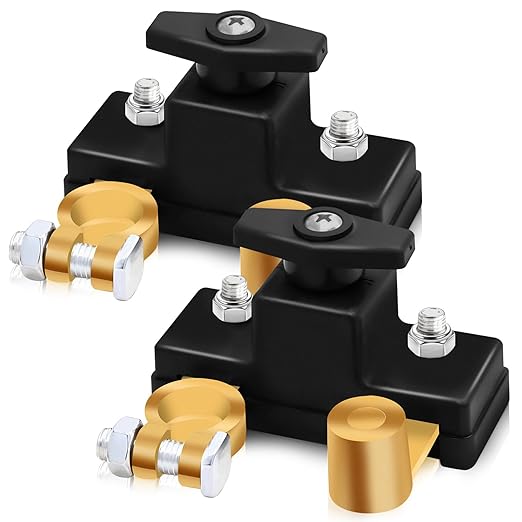2Pcs Car Battery Power Cut-Off Switch Breaker Pure Copper, Smart Car Battery Disconnect Stable Transmission Switch Supplies, High Conductivity Disconnect Heavy Duty for Truck Boat Rv