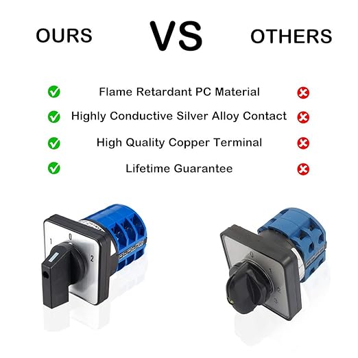 Changeover Switch LW28-32 3 Positions 12 Terminals Universal Rotary Cam Selector Latching Switches 690V 32A