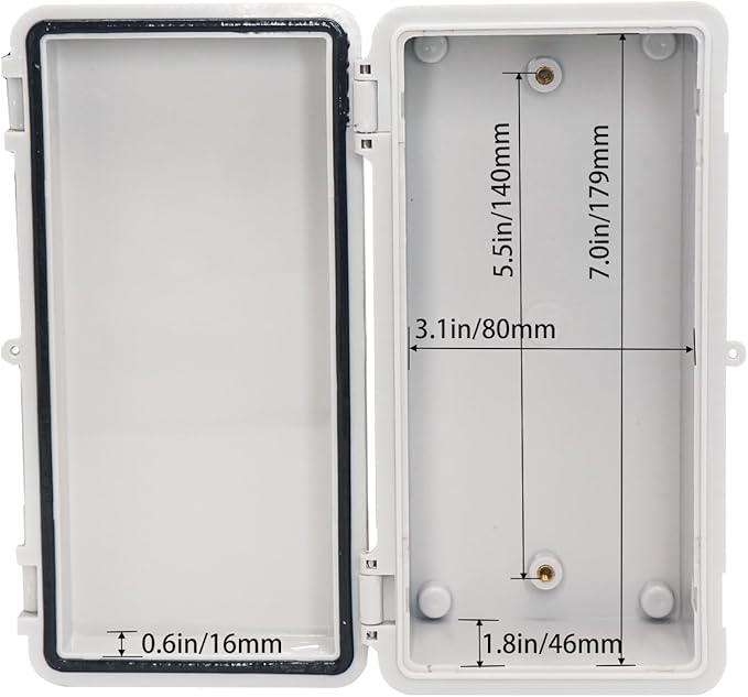 Waterproof Electrical Box Dustproof Junction Box Weatherproof IP67 ABS Plastic Enclosure Switch Router Project Box with Mounting Plate with Wall Bracket 2 Cable Glands Grey 7.9"x3.9"x2.8"