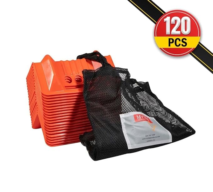 Mytee Products (120 Pieces 4"x10" Orange Corner Protector V Shaped Flatbed Edge Guards with Carrying Case - Cargo Load Corner Edge Protector and Tie-Down Strap Guard for Flatbed