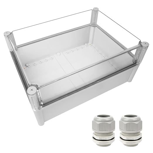 LeMotech Junction Box IP67 Waterproof Dustproof Electrical Box Project Box DIY Enclosure Gray with Transparent Clear Cover, External Size 15x11x7.1in (380x280x180mm)