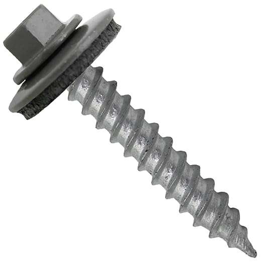 Metal Roofing Screw: (250) 12 x 1-1/2" CHARCOAL Hex Sheet Metal Roof Screw. Sharp Point metal to wood siding screws. 5/8" EPDM washer.