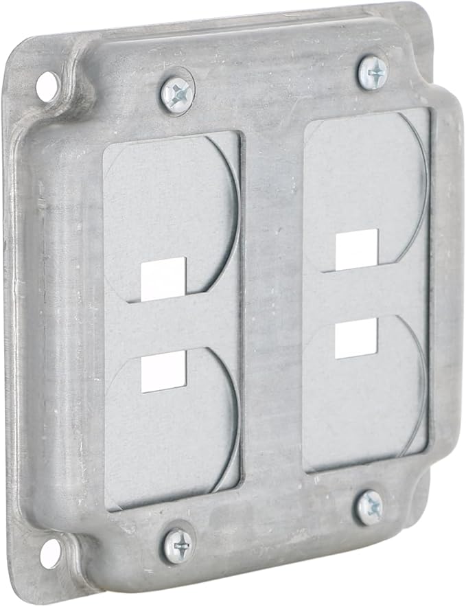 4 in. Square Cover, Universal Exposed Work, 2-Device, 6-in-1 Plates