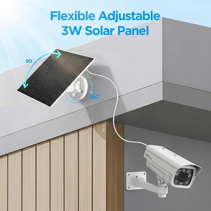 Solar Panel 5V 3W for Smart Bird Feeder and Outdoor Security Camera,IP65 Waterproof, 3m Charging Cable, Type-C Compatibility