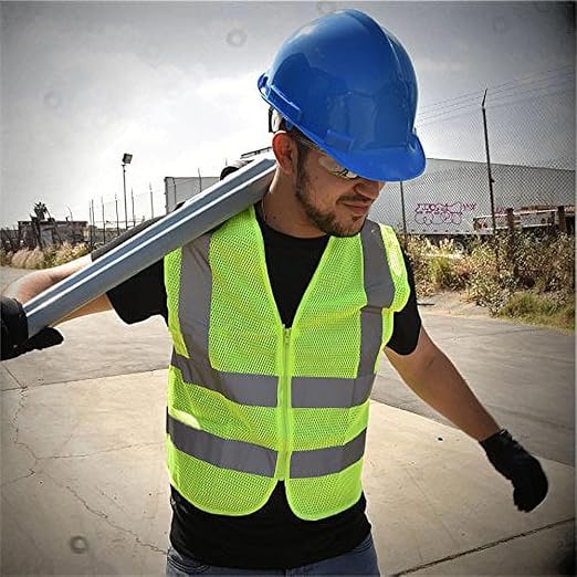 Neiko High Visibility Safety Vest ANSI Class 2, No Pocket, Neon Yellow, Large (L)