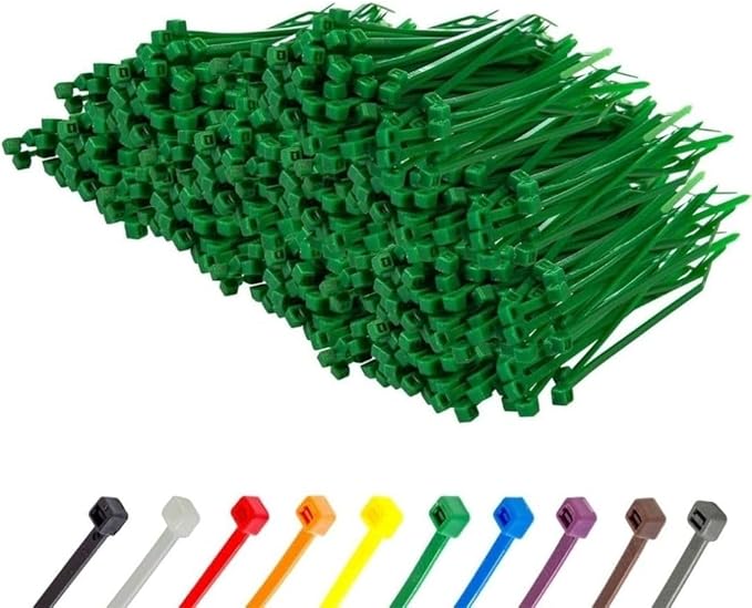 GTSE 4 Inch Green Zip Ties, 10,000 Bulk Pack, 18lb Strength, UV Resistant Small Nylon Cable Ties, Self-Locking 4" Tie Wraps