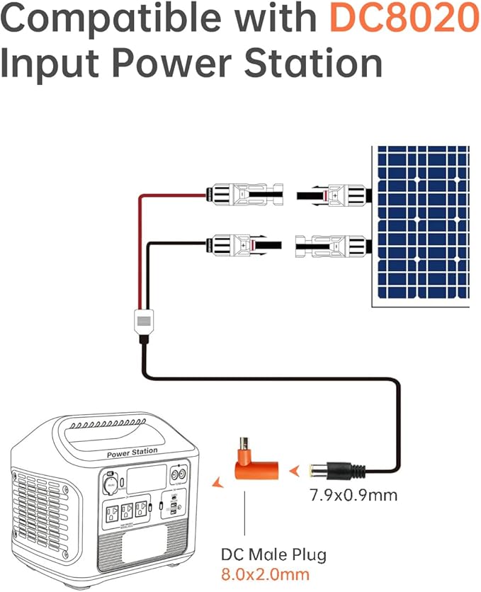 DC 7909 to DC 8020 Adapter 90-Degree Right Angle Connectors, Compatible with Jackery Explorer 1000 V2 /600 Plus/1000 Pro/1000 Plus/1500 Pro/2000 Pro/2000 Plus/3000 Pro Solar Power Station