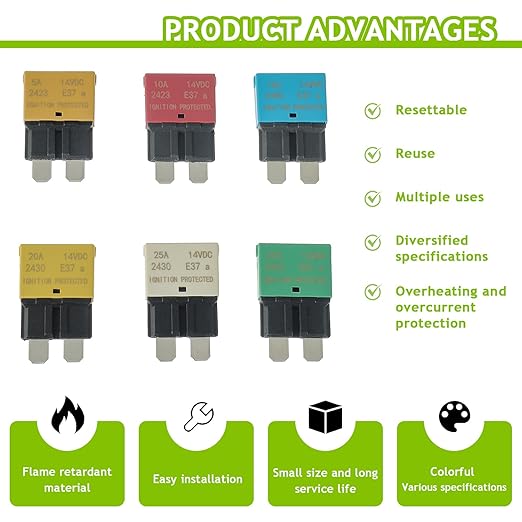 5A 10A 15A 20A 25A 30A DC 12V-14V Auto Re