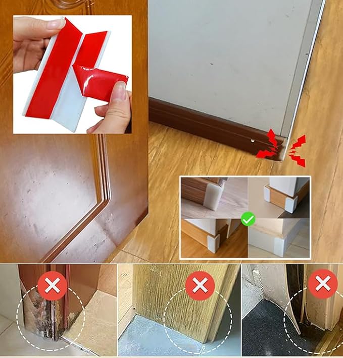 White Baseboard Corners Blocks Self Adhesive, Thickened Rubber Baby Safety Corner Protectors Cushion, Soft Edge Furniture Wall Guards (8 PCS)