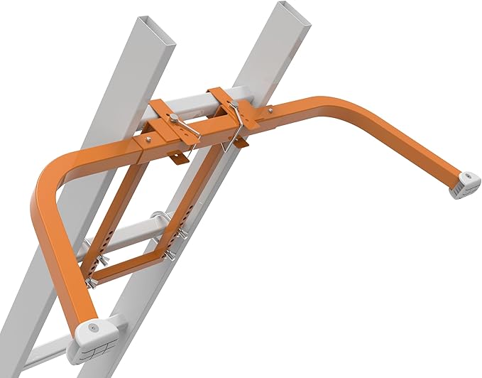 Qualward Ladder Stabilizer, Extended Ladder Stabilizer Accessory for Roof Gutter with Non-Slip Rubber Feet, Heavy Duty Steel Ladder Roof Hook with Wing Span/Wall Ladder Standoff