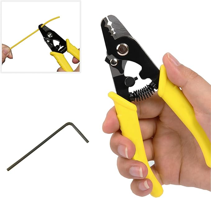 6" Fiber Optic Stripper 3 Hole,Precision Wire Cutter/Wire Stripper for Installers and Electricians,Safe¬ Hurt nm Cable Wire Fiber Strippers with Small Adjustment Wrench