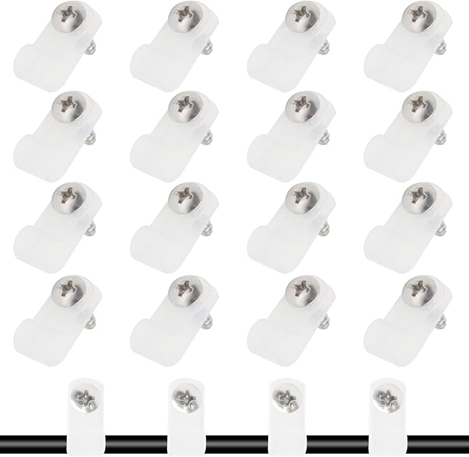 50 Pcs 1/4 Inch White Nylon Screw Mounting R-type Cable Clip Wire Clamp, 6.4mm Cable Clip Wire Clamp for Wire Management, Stainless Steel Screws Includedc